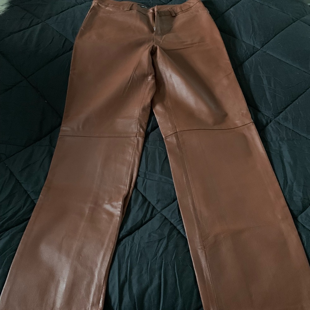 Straight Leg Women Leather Pants